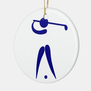 Golf Player Blue White Sports, add text and colour Ceramic Tree Decoration