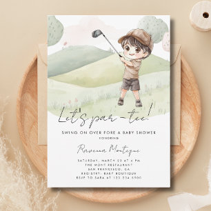 Golf Player Boy Lets Par-Tee Baby Shower Invitation