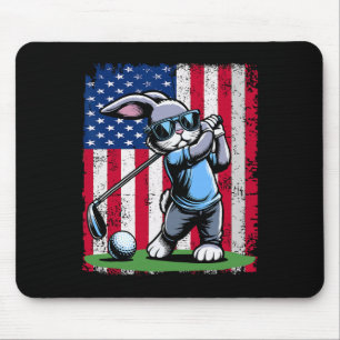 Golf Player Bunny Easter Egg Golfers American Flag Mouse Mat