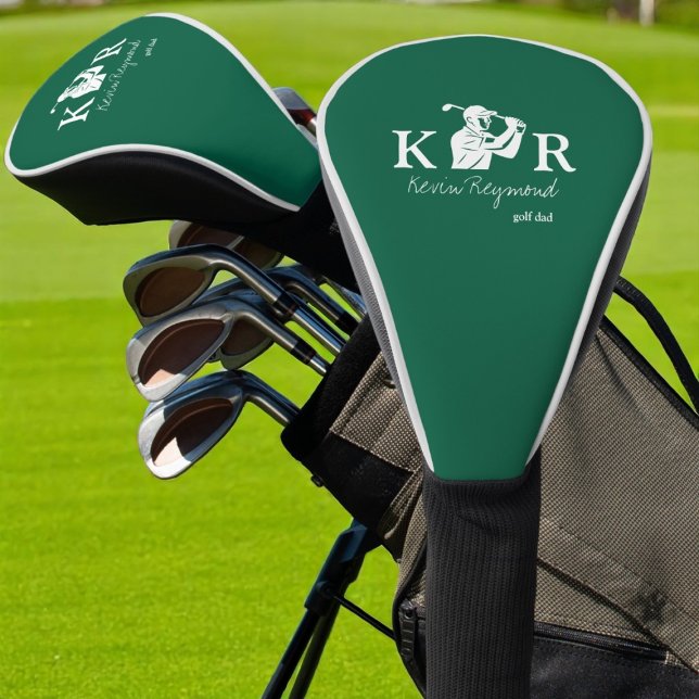 Golf Player Classic Monogram Golfer hunter-green Head Cover (Creator Uploaded)