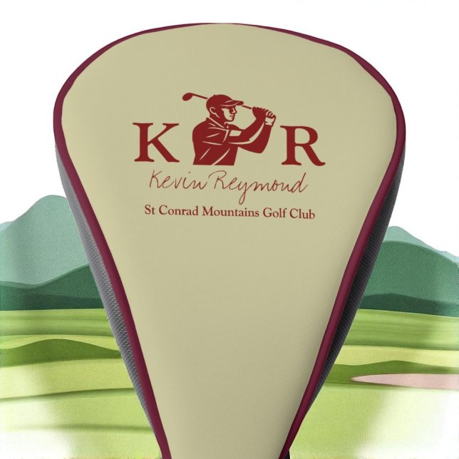 Golf Player Classic Monogram Red Golfer Head Cover (Creator Uploaded)