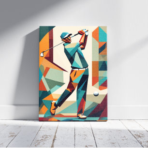 Golf Player Cubism Canvas Print