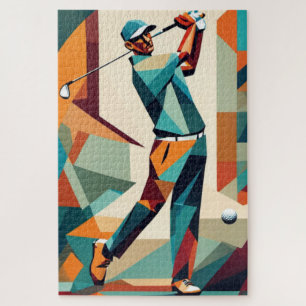 Golf Player Cubist Jigsaw Puzzle