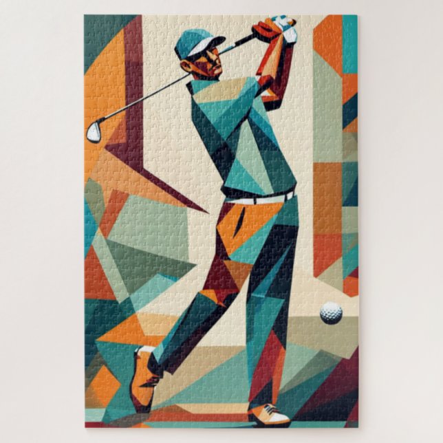 Golf Player Cubist Jigsaw Puzzle (Vertical)