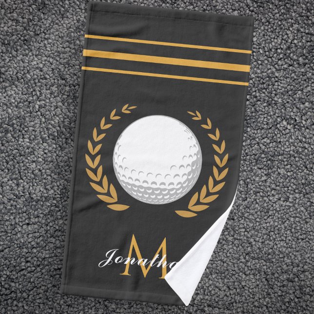Golf Player Custom Name & Monogram Elegant Classic Hand Towel (Creator Uploaded)