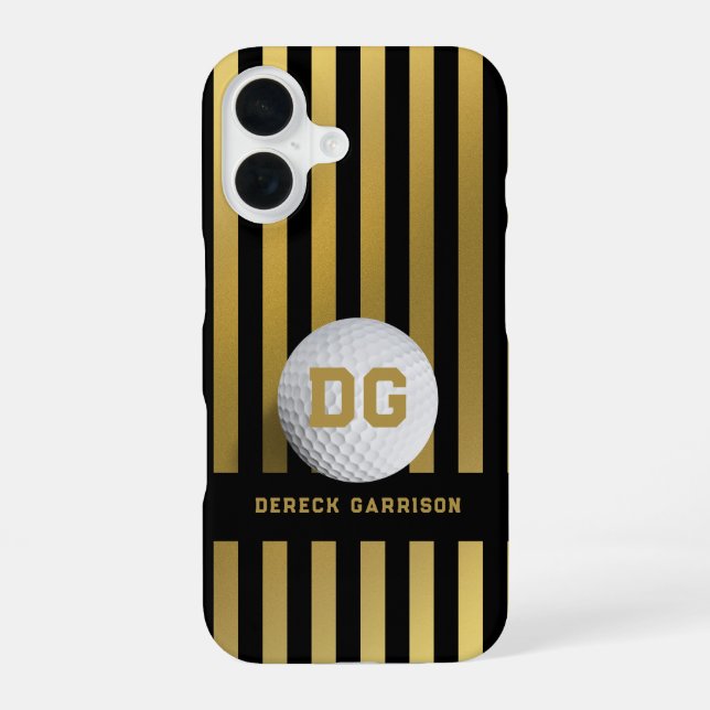 Golf Player | gold Initials iPhone 16 Case (Back)