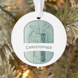 Golf Player Golf Bag Golfer Monogram Christmas Ornament