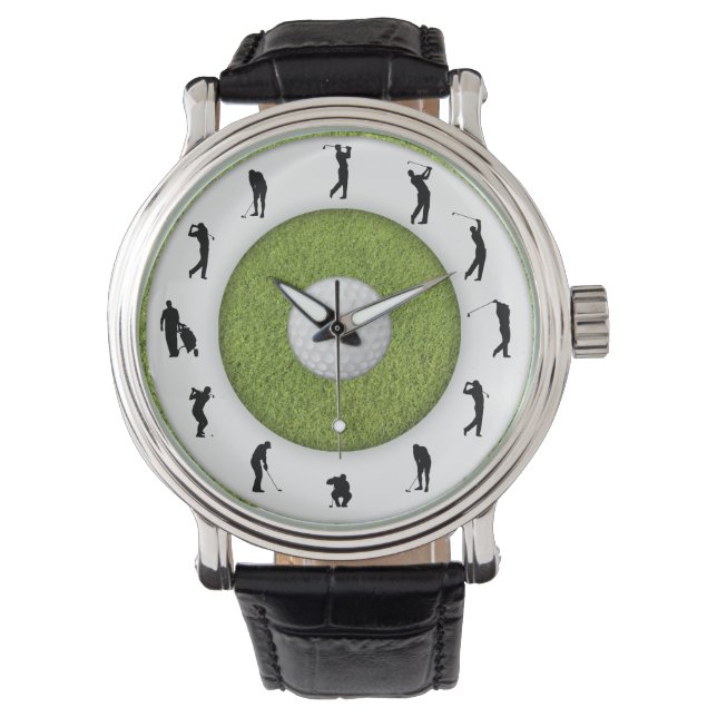 Golf Player Golfer Grass Design Watch (Front)