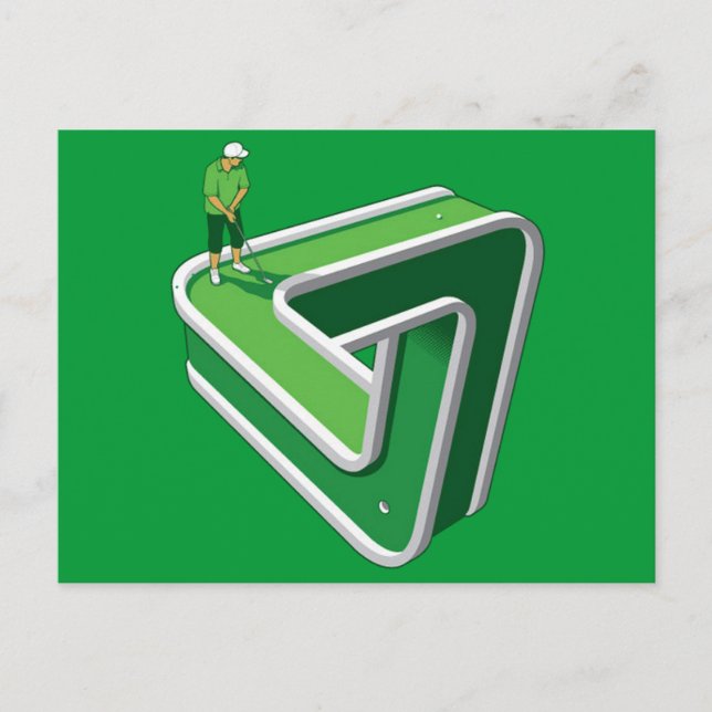 Golf Player Illusion Postcard (Front)