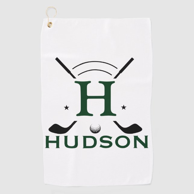 Golf Player Initial Name Custom Monogram Towel (Front)