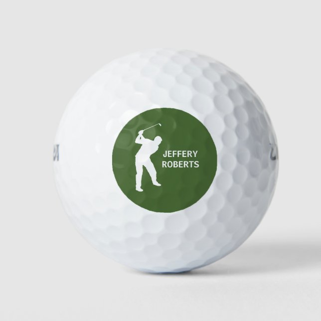 Golf Player Logo with Custom Monogram Name Balls (Front)