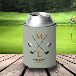 Golf Player Monogram Personalised Can Cooler