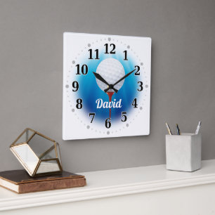 Golf Player Name Original Square Wall Clock