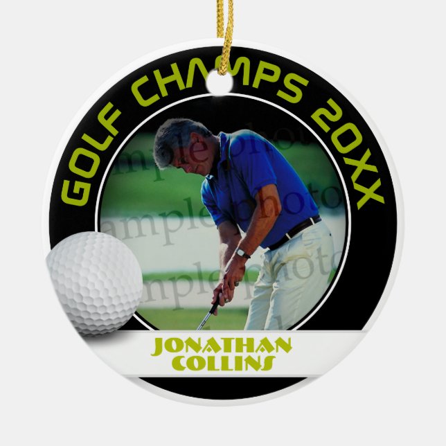 Golf Player Photo | Golf Champs 20XX Ceramic Tree Decoration (Front)