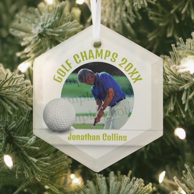 Golf Player Photo | Golf Champs 20XX Glass Tree Decoration (Insitu)