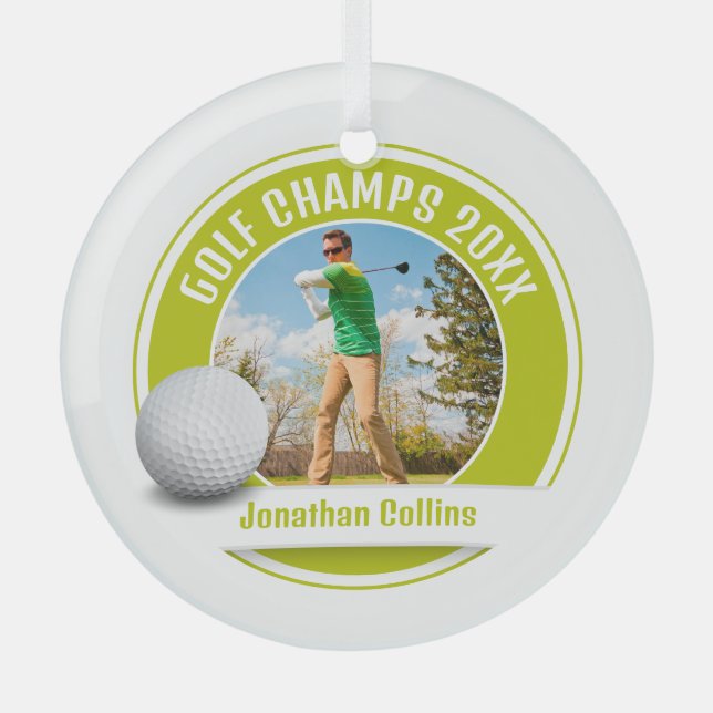 Golf Player Photo | Golf Champs 20XX Glass Tree Decoration (Front)