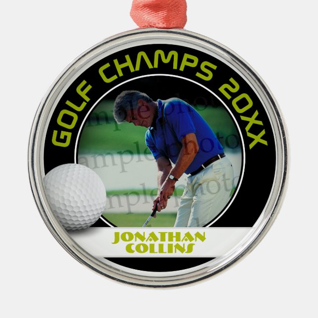 Golf Player Photo | Golf Champs 20XX Metal Tree Decoration (Front)