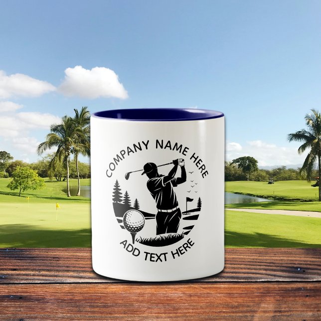 Golf Player Pine Trees Add Name  Two-Tone Coffee Mug (Creator Uploaded)