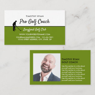 Golf Player Silhouette, GoIf Coach Photo Business Card