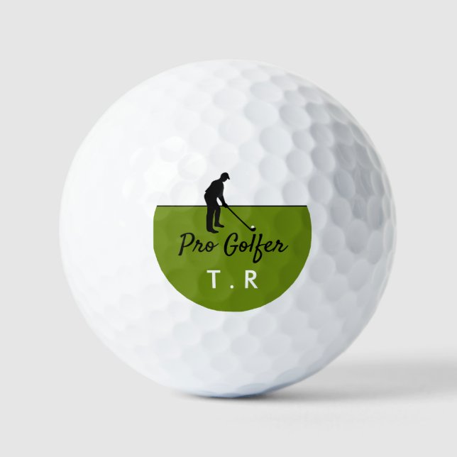 Golf Player Silhouette, Pro Golfer, Personalized Balls (Front)