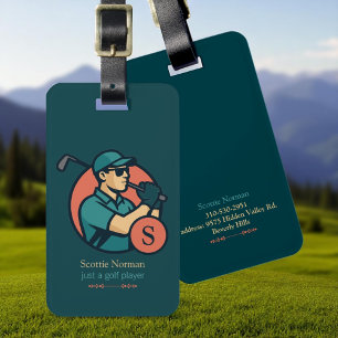 Golf Player Travel Modern Retro Luggage Tag
