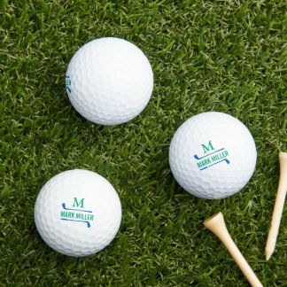 Golf-Players Custom Green-Blue Monogram Golf Balls