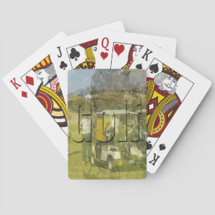 Golf Players In A Layered Composition, Playing Cards