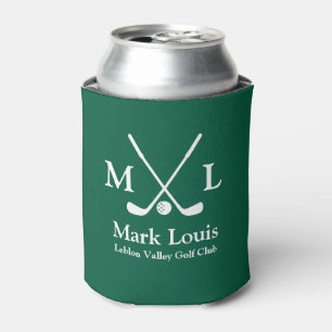 Golf Players Monogram Personalized Green Can Cooler