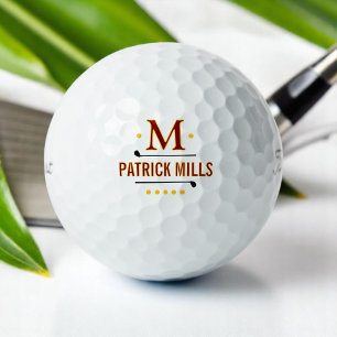 Golf Player's Simple Elegant Modern Monogram Golf Balls