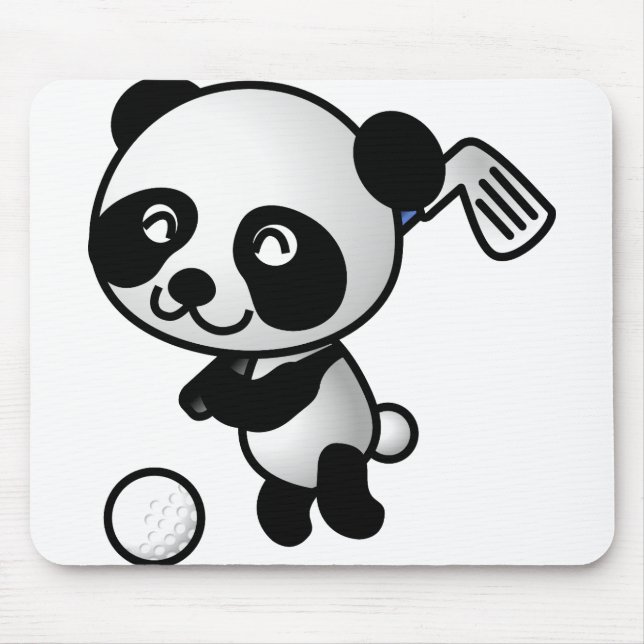 Golf Playing Panda Mouse Mat (Front)