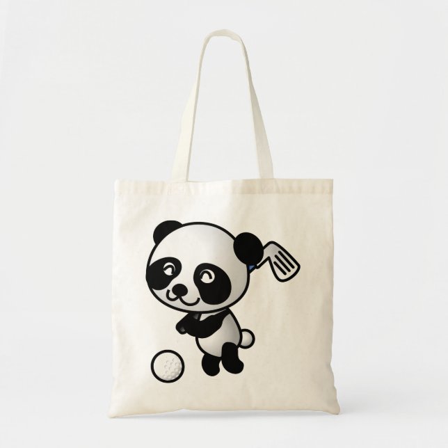 Golf Playing Panda Tote Bag (Front)