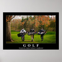 Golf poster featuring three friends walking