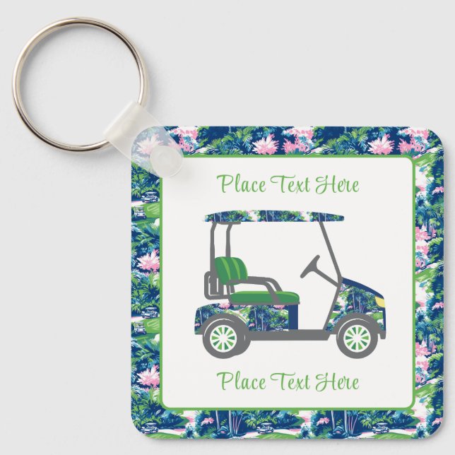 Golf Print Golf Cart Key Ring (Front)