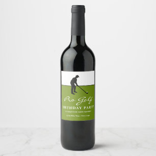 Golf Professional, Golf Silhouette, Birthday Party Wine Label