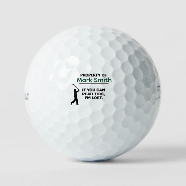 Golf property of golfer who lost ball with name (Front)