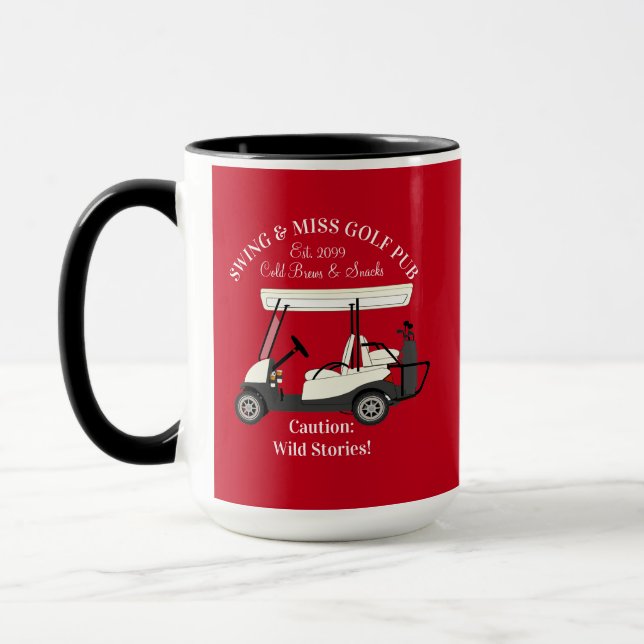Golf Pub Golf Cart Beer & Snacks Wild Stories Mug (Left)
