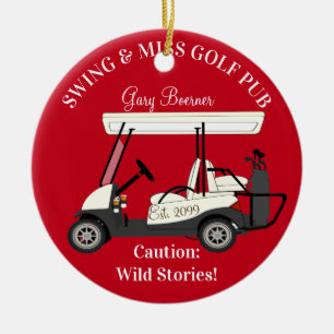 Golf Pub with Cart Golfer  Christmas Ornament