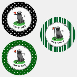 Golf Pug Playing Golf (black) Cute Dog Funny