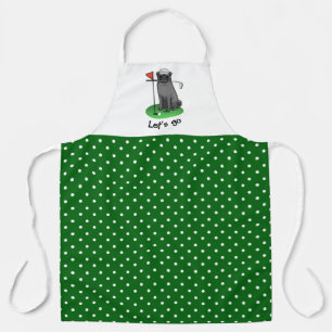 Golf Pug Playing Golf (black) Cute Dog Funny Apron