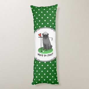 Golf Pug Playing Golf (black) Cute Dog Funny Body Cushion
