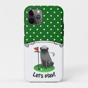 Golf Pug Playing Golf (black) Cute Dog Funny iPhone 11 Pro Case