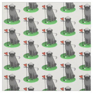 Golf Pug Playing Golf (black) Cute Dog Funny Fabric