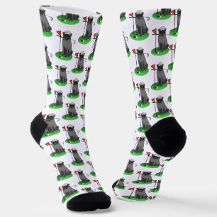 Golf Pug Playing Golf (black) Cute Dog Funny Socks