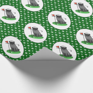 Golf Pug Playing Golf (black) Cute Dog Funny Wrapping Paper