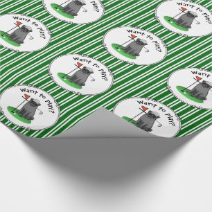 Golf Pug Playing Golf (black) Cute Dog Funny Wrapping Paper