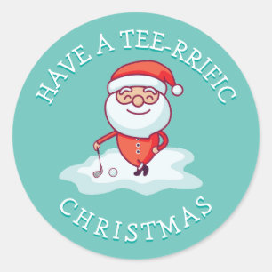 Golf Pun Santa Claus Classic Round Sticker