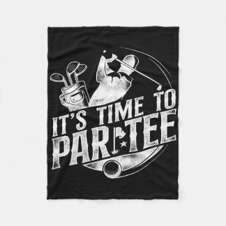 Golf Pun Vintage It's Time To Par Tee Fleece Blanket