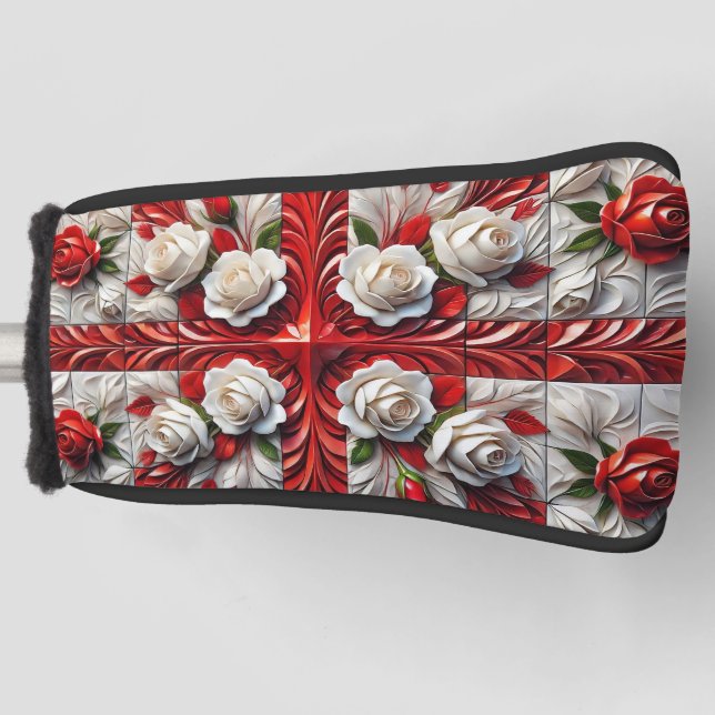 Golf Putter Cover with English Roses Design (Front)