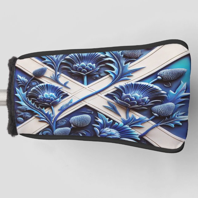 Golf Putter Cover with Scottish Thistles Design (Front)