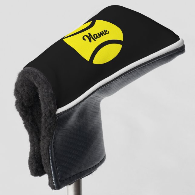 Golf putter head cover with tennis ball logo (3/4 Front)